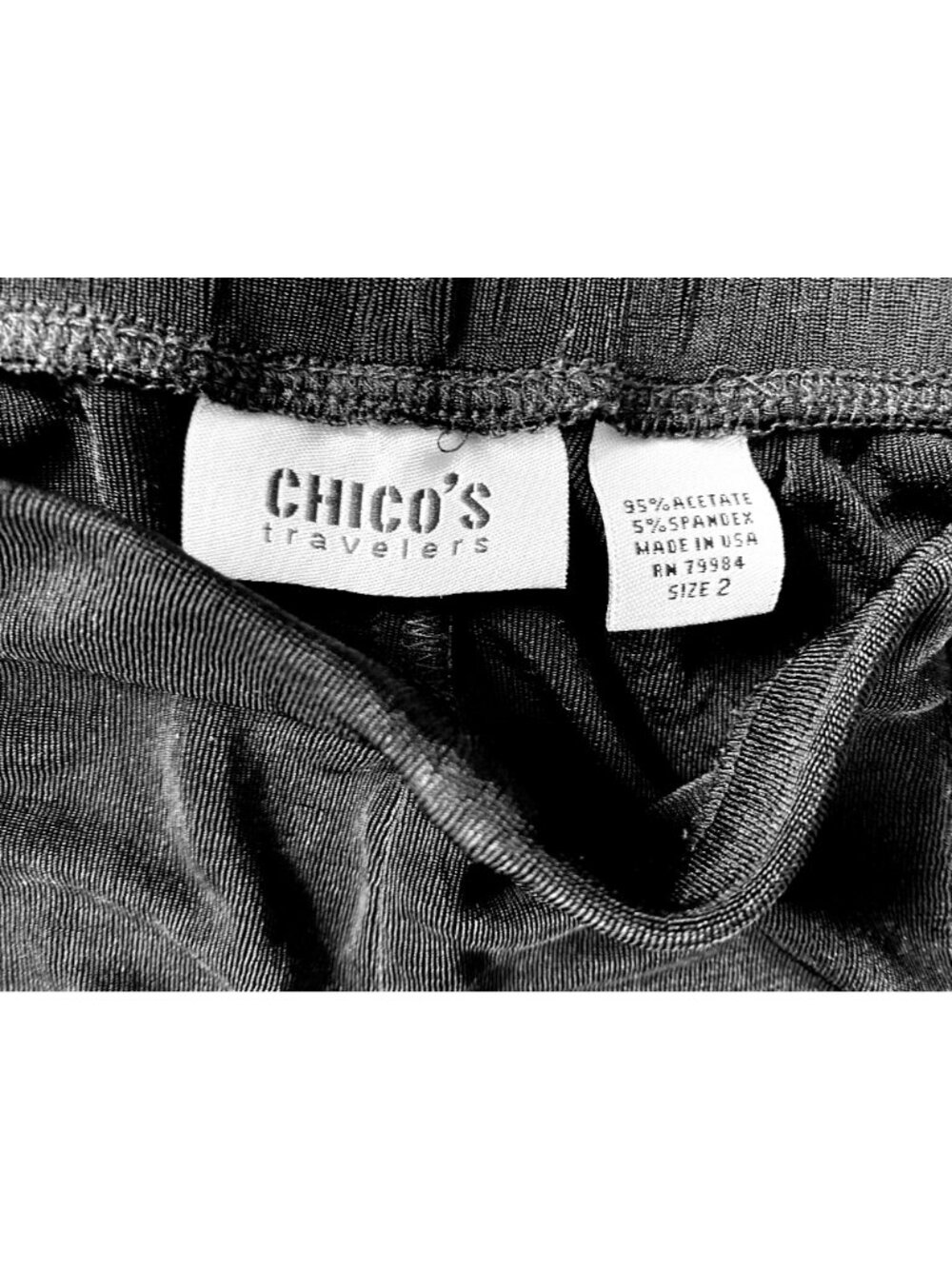 Chicos Travelers Slinky Pants Slacks Stretch Elastic Waist Black Size 2 - Picture 2 of 4